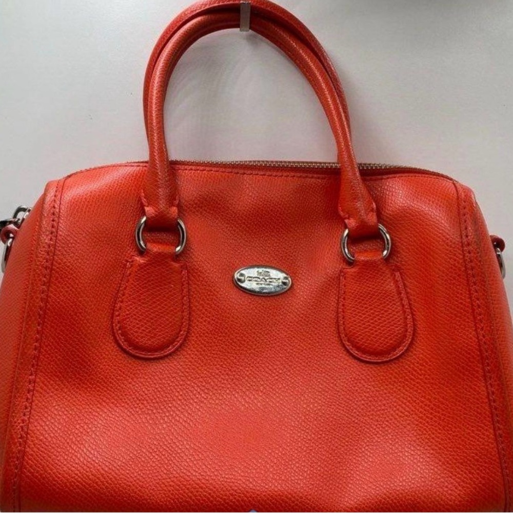 Coach orange Satchel with Silver Accents